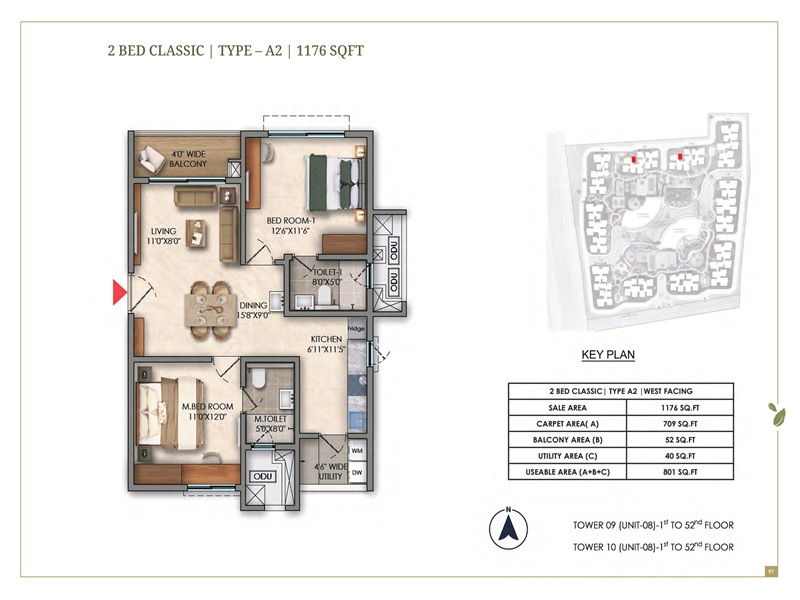 Prestige Golden Grove 2 BHK Floor Plan Prestige Golden Grove 2 BHK 1176 Sq Ft Floor Plan