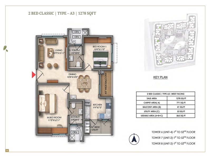 Prestige Golden Grove 2 BHK Floor Plan Prestige Golden Grove 2 BHK 1278 Sq Ft Floor Plan