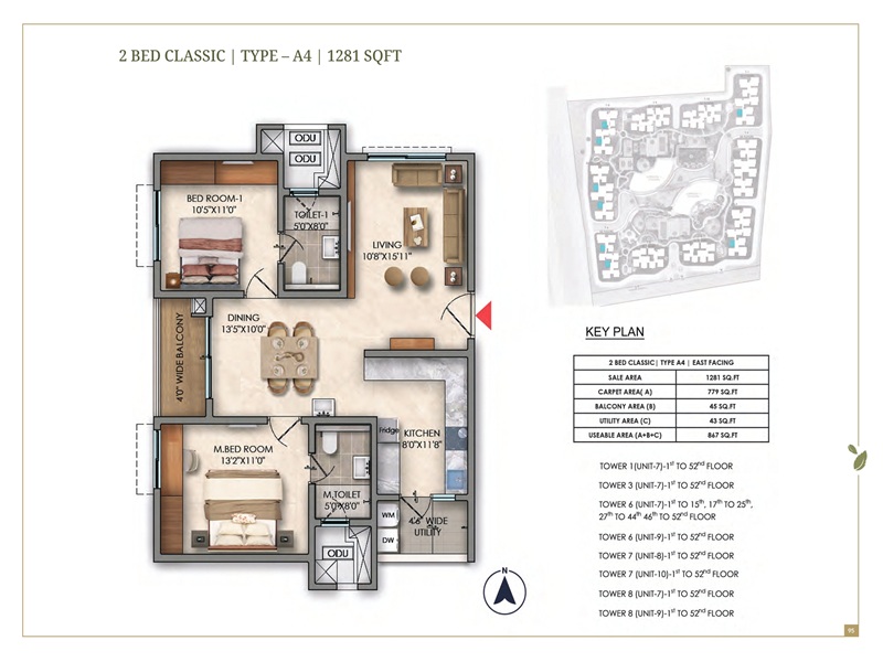 Prestige Golden Grove 2 BHK Floor Plan Prestige Golden Grove 2 BHK 1281 Sq Ft Floor Plan