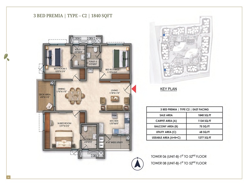 Prestige Golden Grove 3 BHK Floor Plan Prestige Golden Grove 3 BHK 1840 Sq Ft Floor Plan