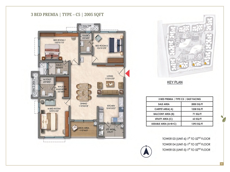 Prestige Golden Grove 3 BHK Floor Plan Prestige Golden Grove 3 BHK 2005 Sq Ft Floor Plan