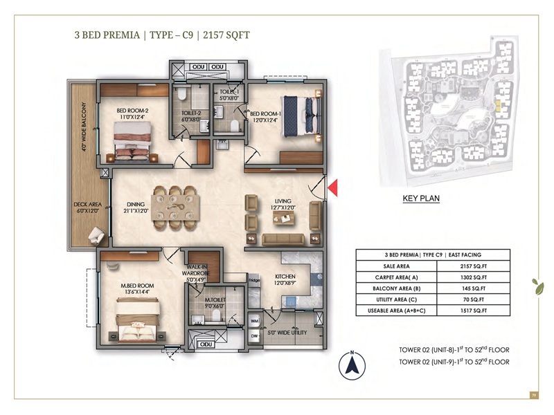 Prestige Golden Grove 3 BHK Floor Plan Prestige Golden Grove 3 BHK 2157 Sq Ft Floor Plan