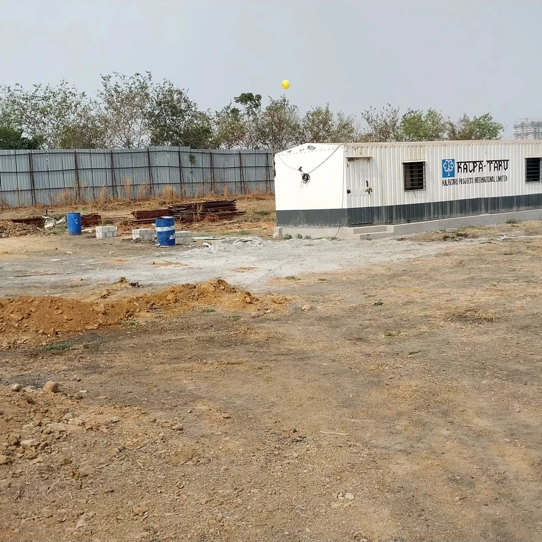 Engineering Office On-site contractor cabins and engineering offices set up amidst the preliminary groundwork at Prestige Golden Grove