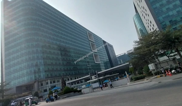 Deloitte Corporate Park View of the Deloitte Corporate Park in Gachibowli with street traffic near Prestige Golden Grove