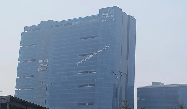 GAR Infobahn Exterior Clear view of the GAR Infobahn commercial tower showcasing the prominent employment hubs accessible from Prestige Golden Grove
