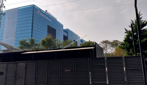 ICICI Bank Financial District View of the iconic ICICI Bank tower in the Financial District highlighting the prime connectivity of Prestige Golden Grove to major banking hubs
