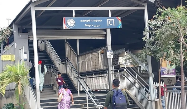 Miyapur Metro Entrance External view of the nearest metro station providing easy commute and seamless connectivity for residents of Prestige Golden Grove