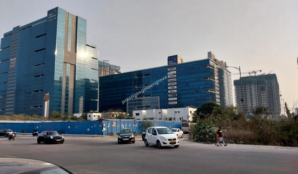 Nanakramguda Junction Connectivity A view of the prime Nanakramguda junction and commercial development showcasing the high-growth corridor near Prestige Golden Grove