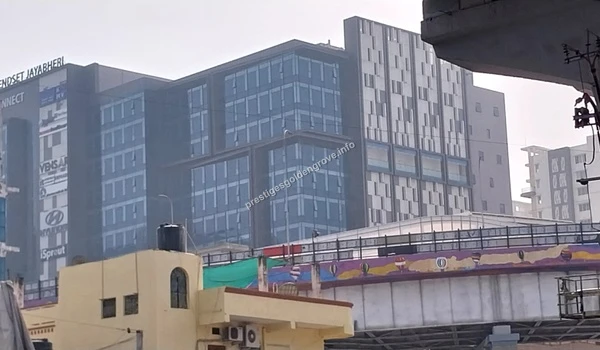 Trendset Jayabheri IT Precinct The Trendset Jayabheri commercial building and modern IT office spaces overlooking the city's infrastructure near Prestige Golden Grove