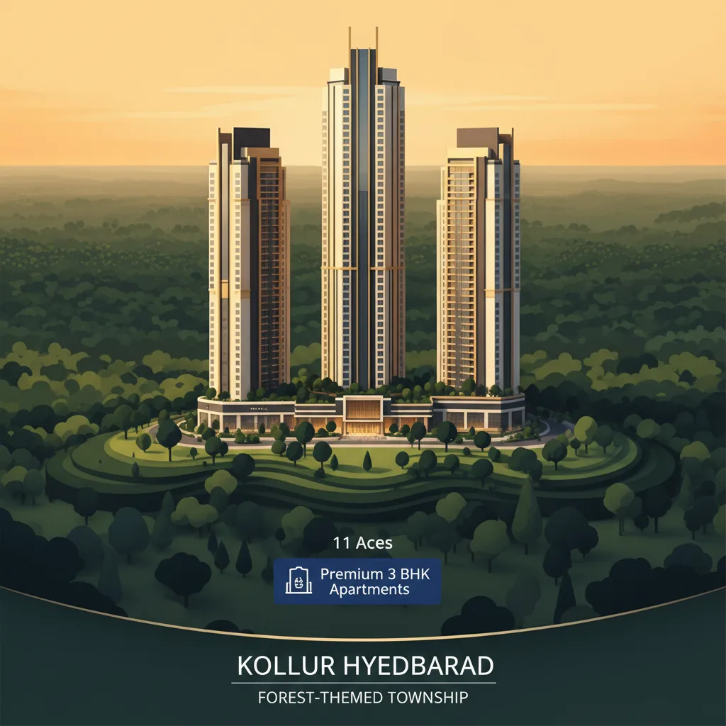 3 BHK Flat for Sale in Kollur at Prestige Golden Grove - Modern luxury residential tower complex with 52-story forest-themed township