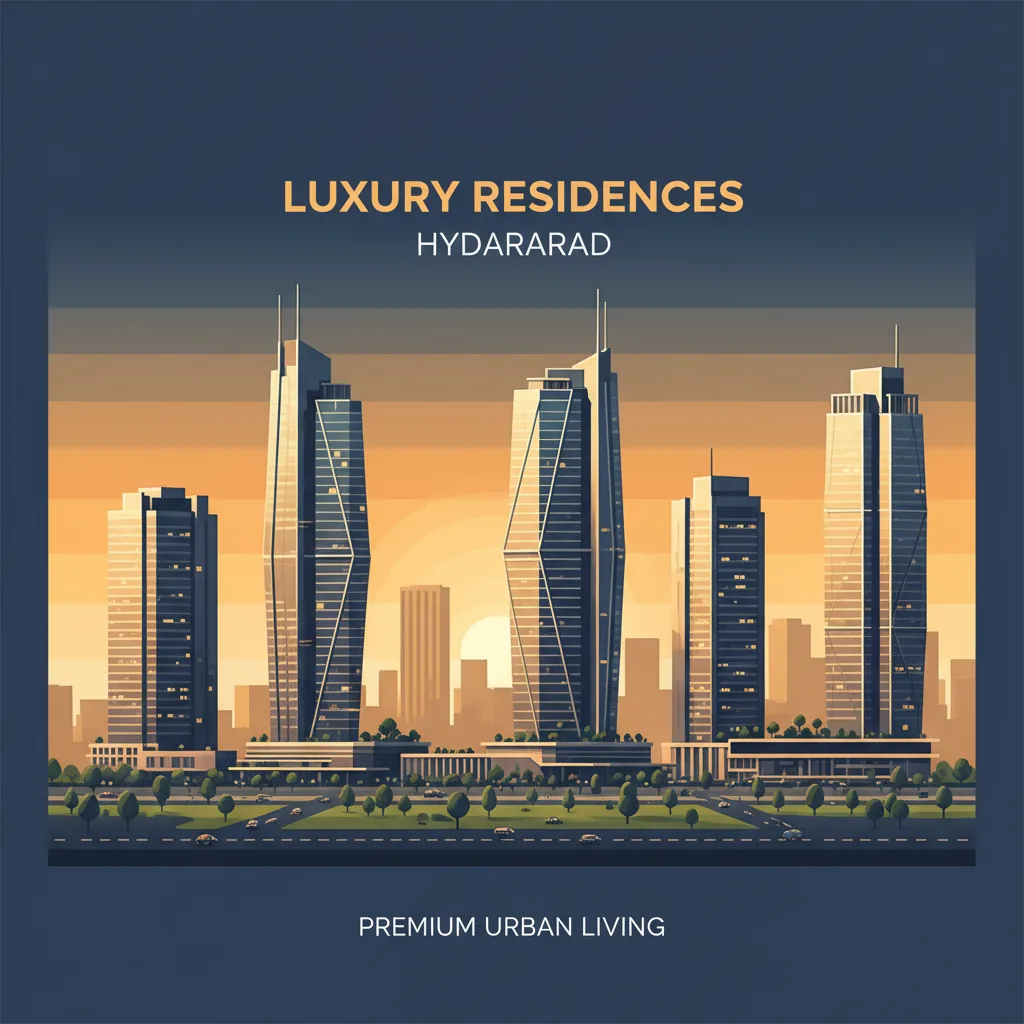 High Rise Apartments Hyderabad - Modern high-rise residential towers in Hyderabad skyline with luxury apartment buildings