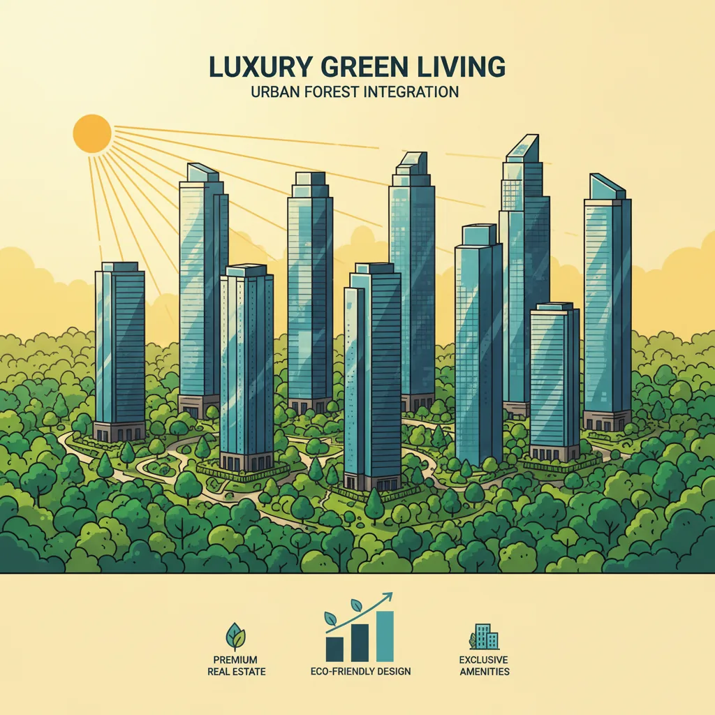 Prestige Golden Grove luxury residential towers rising above a lush green forest landscape in Velimela, West Hyderabad