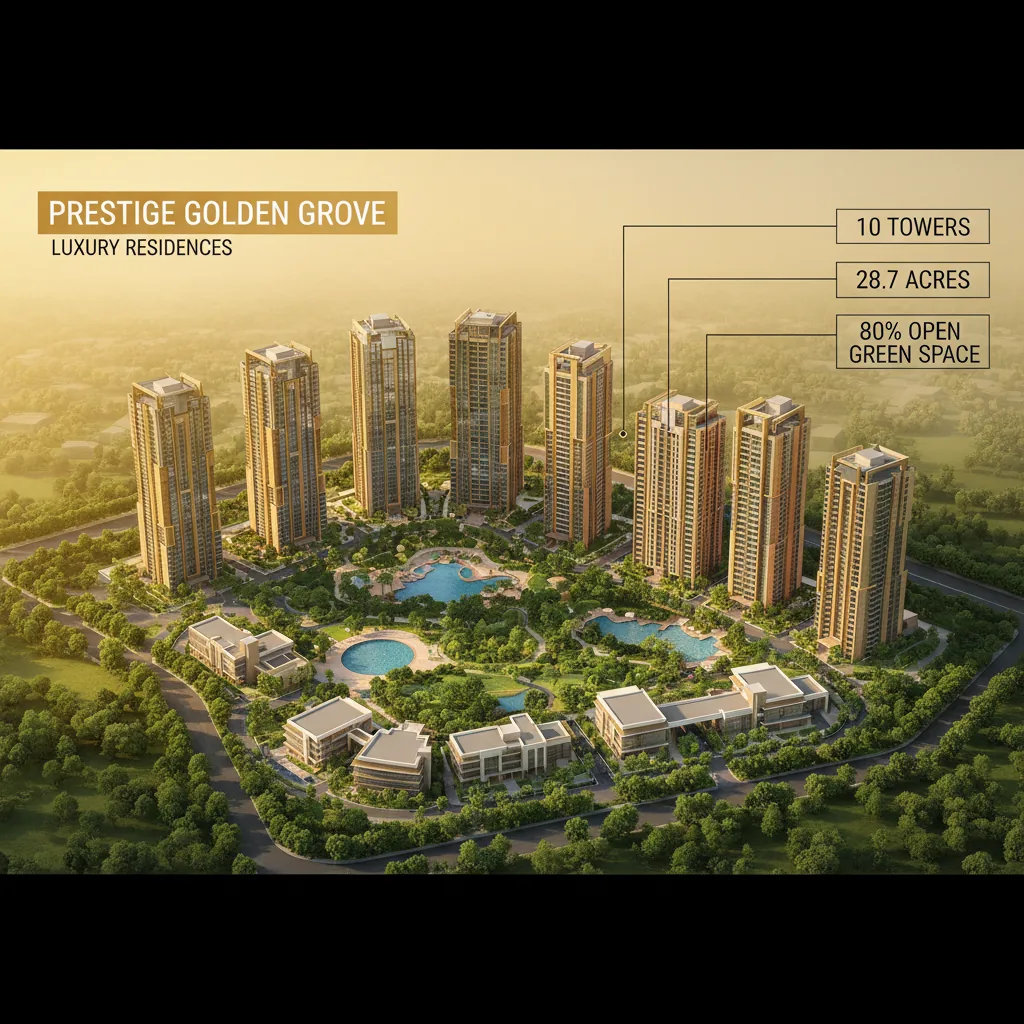 Prestige Apartment in Velimela 2026 Price - Modern luxury residential high-rise towers in a green township setting