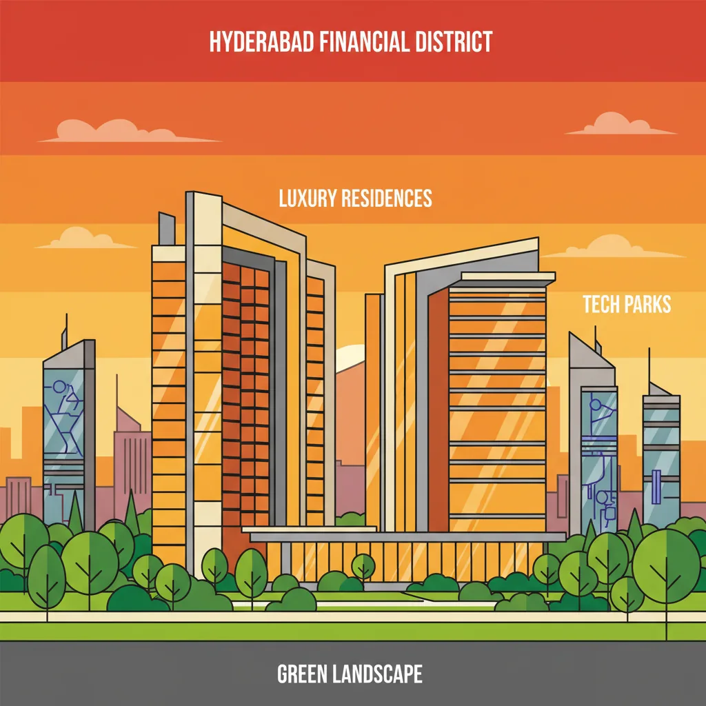 Prestige Apartments Financial District Hyderabad Modern luxury residential high-rise towers in Hyderabad Financial District at golden hour