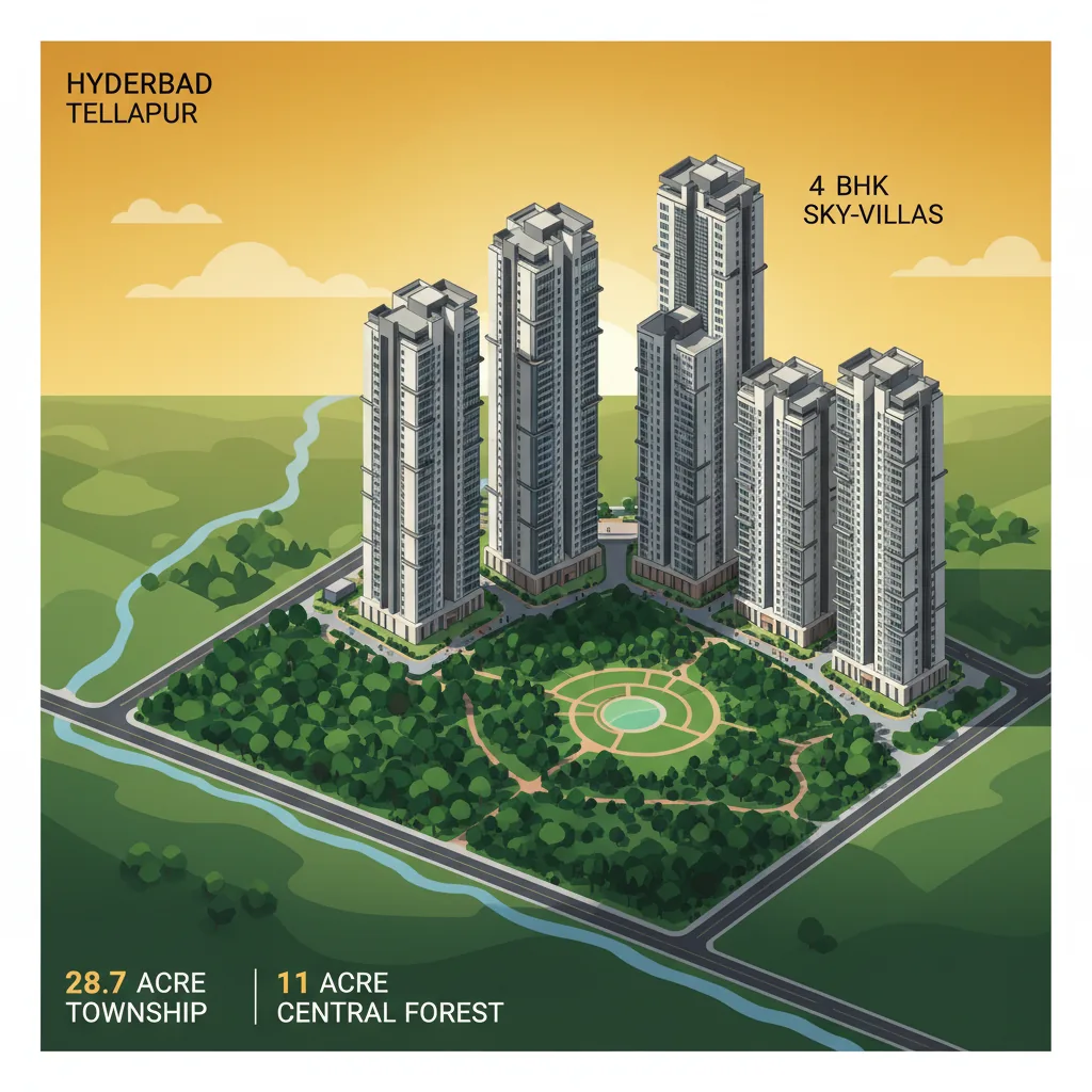 Prestige Golden Grove luxury 4 BHK Sky-Villas aerial view with 11-acre forest