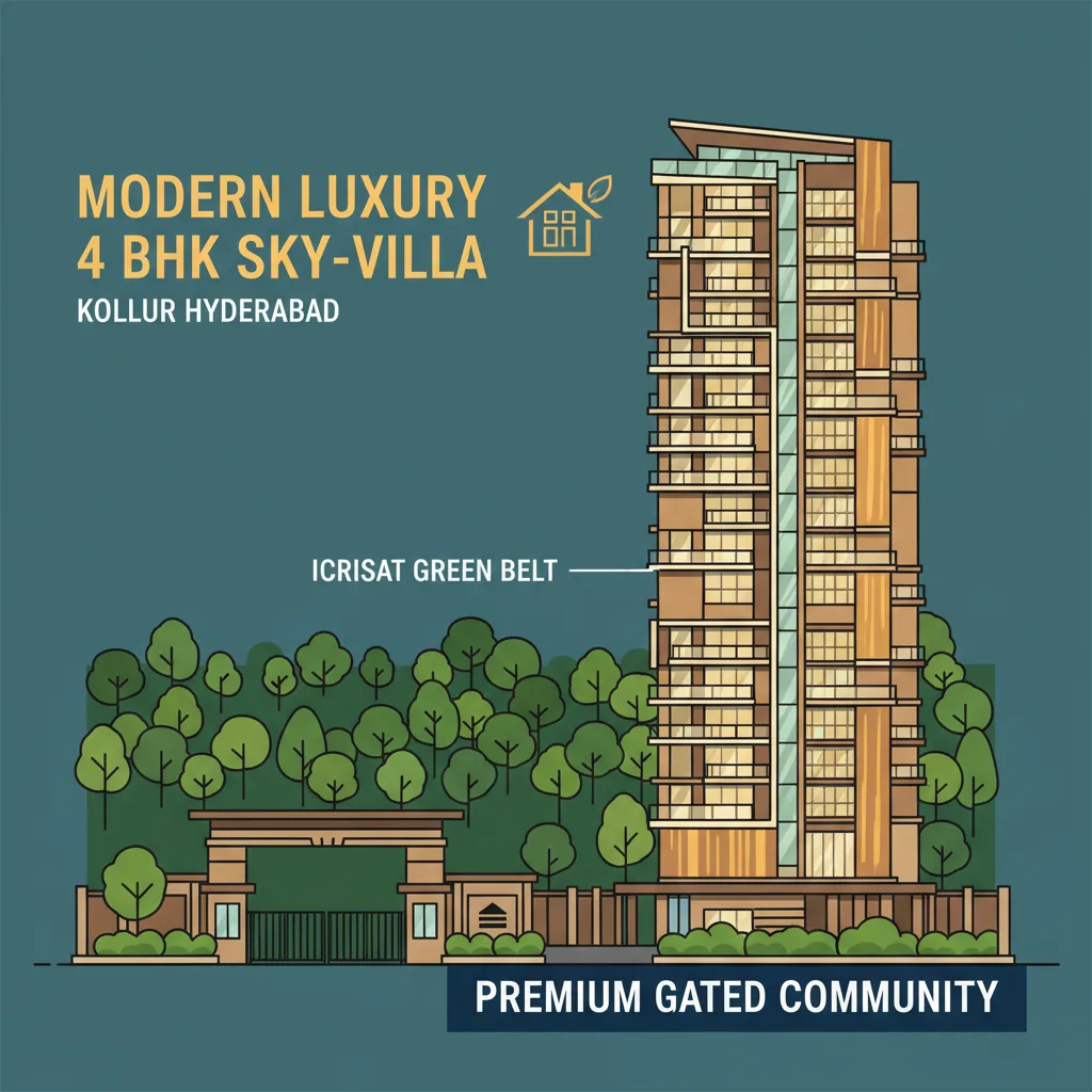 Modern luxury 4 BHK Sky-Villa apartment tower at Prestige Golden Grove in Kollur Hyderabad
