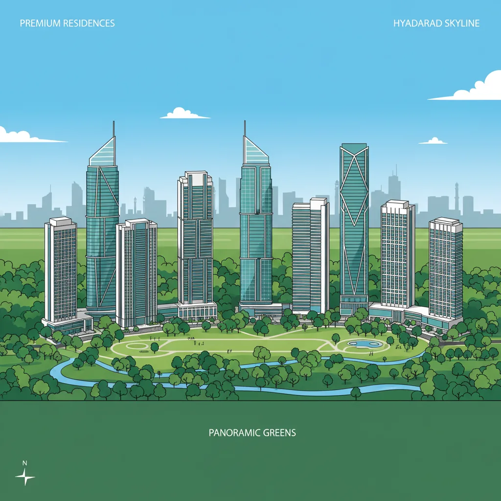 Prestige Golden Grove luxury high-rise towers with forest and greenery aerial view