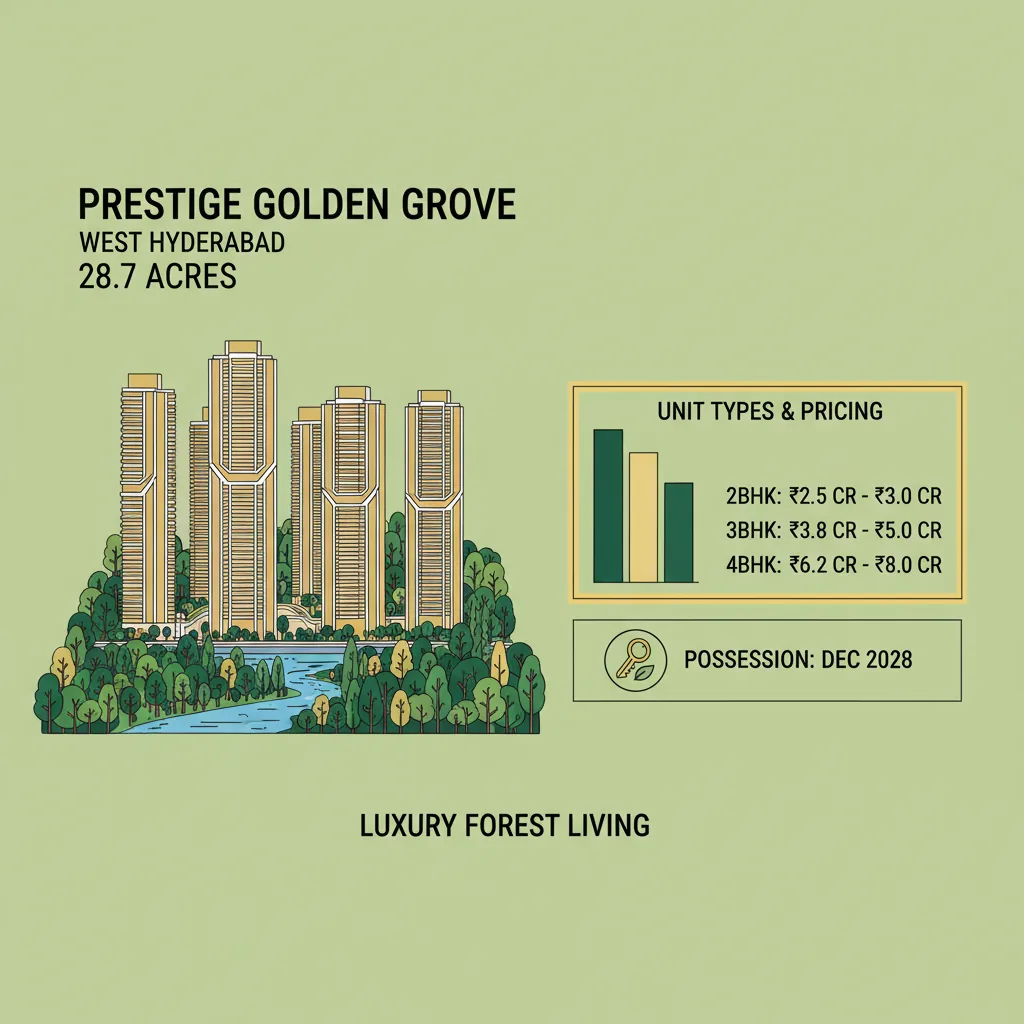 Prestige Tellapur Price - Luxury apartment towers at Prestige Golden Grove forest-themed township