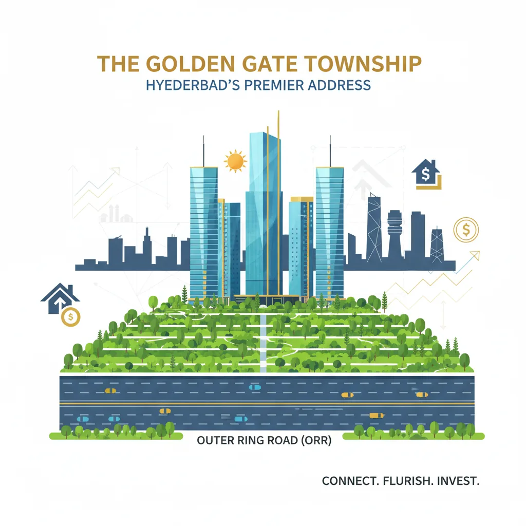 Premium residential township near Hitech City Hyderabad with modern towers and ORR connectivity - real estate investment visualization