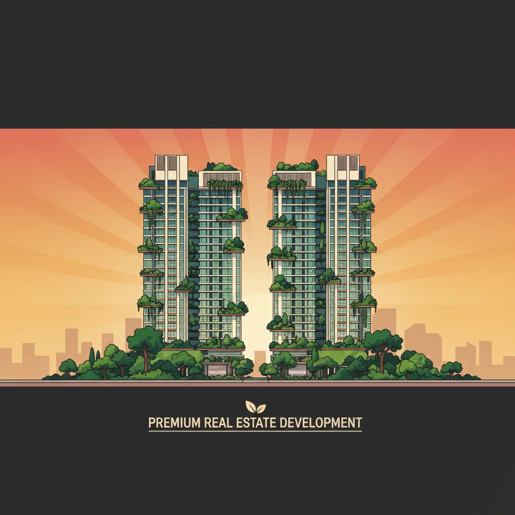 Upcoming Residential Projects in Hyderabad 2026 | Luxury Homes Modern luxury residential high-rise towers in Hyderabad with forest-themed sustainable architecture and green vertical gardens