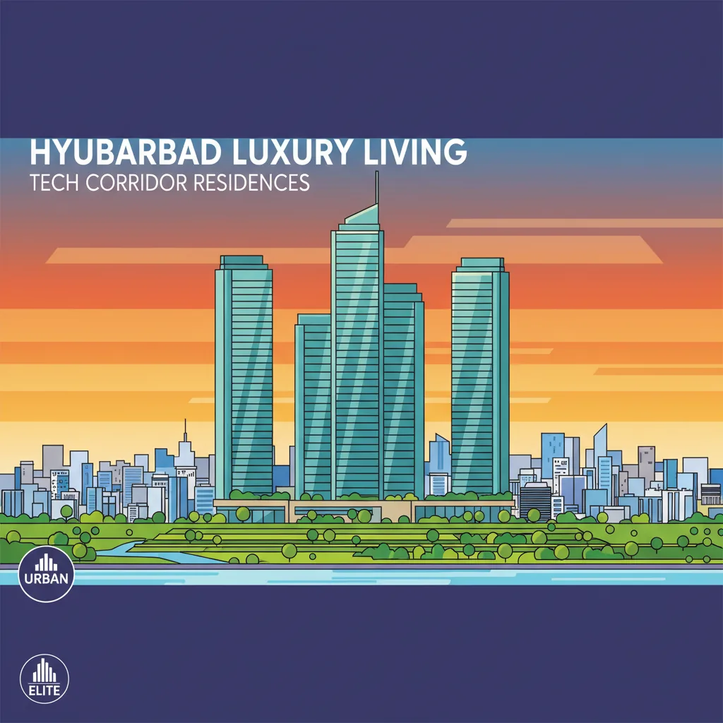 Ventures in Hyderabad Near HITEC City Luxury high-rise residential towers in Hyderabad tech corridor near HITEC City with modern architecture and green landscaping