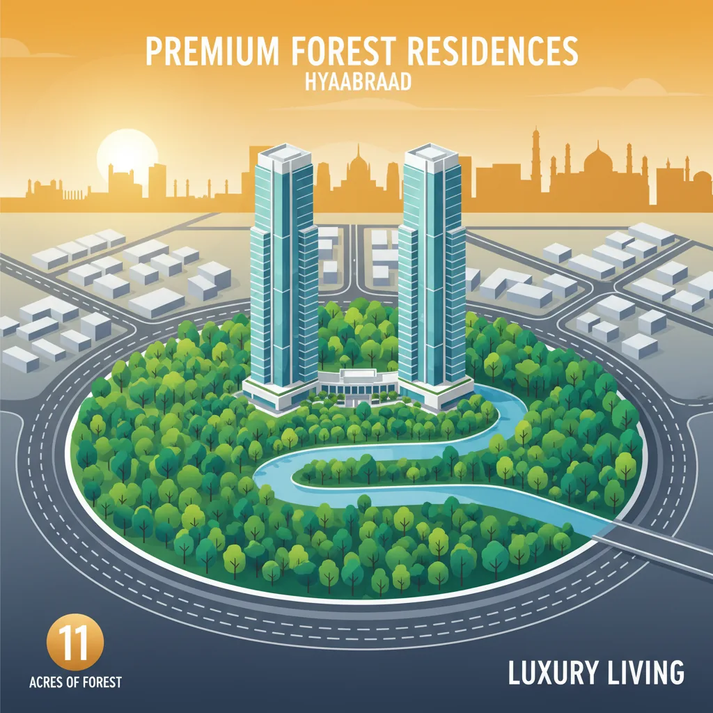 Luxury residential towers surrounded by lush green forest at Prestige Golden Grove in Kollur